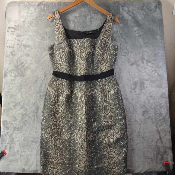 Tahari Dresses & Skirts - Tahari Women's 10 Black Baddie Snake Print Vintage Sheath‎ Belted Cocktail Dress